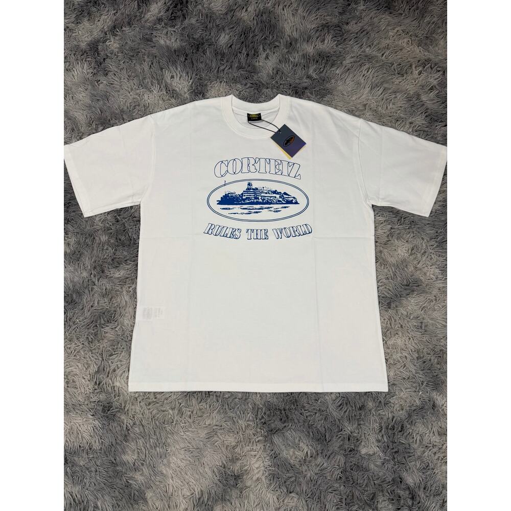 New Cortiez White with Blue accents Cotton Tee L